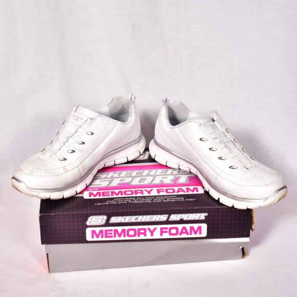 Skechers Elite Class Memory Foam White Silver Sneakers Size 6 - Picture 5 of 11